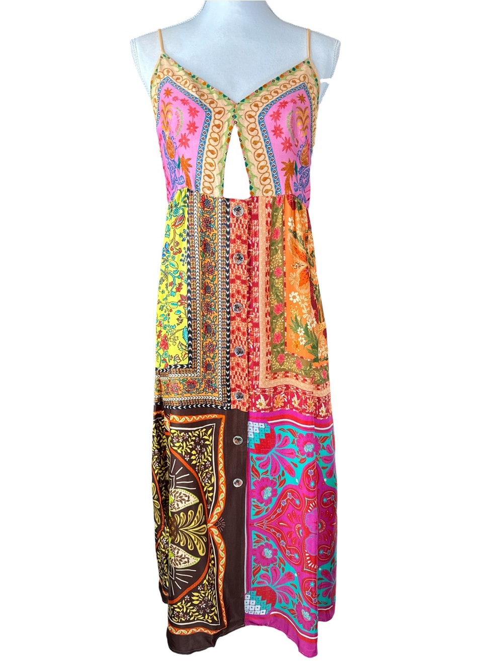 FARM RIO Mixed Scarves Multicolor Midi Dress - Picture 6 of 16